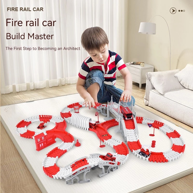 Kids Toys Supplier - Fire Engine TRACK ประกอบรถวิศวกรรม Minin รถชุดเด็กปริศนาของเล่นเด็กติดตามรถรถไฟของเล่นเด็กของขวัญวันเกิด