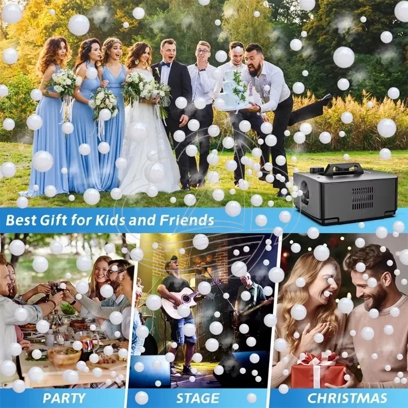 Bubble Machine Outdoor - เครื่องทำฟองควัน 2-in-1 แบบพกพา สำหรับสร้างบรรยากาศในร่มและกลางแจ้ง งานปาร์ตี้ และเวที