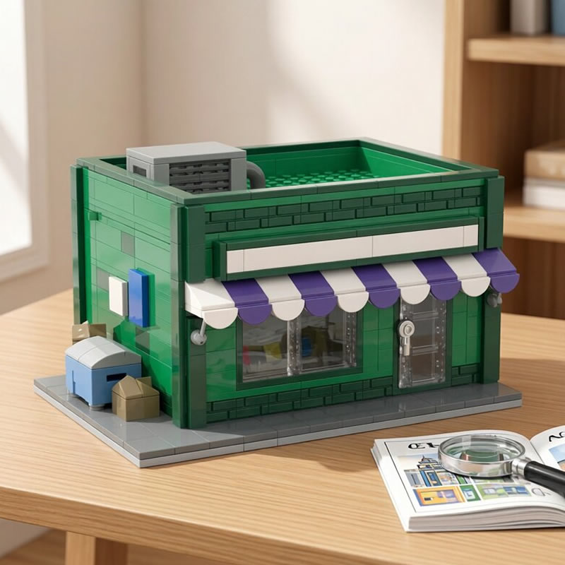 Kids Toys Shop - ตัวต่อ MOC ร้านค้าขนาดเล็กแบบโมดูลาร์ หุ่นยนต์ ดันเจี้ยน ร้านขายการ์ดเบสบอล