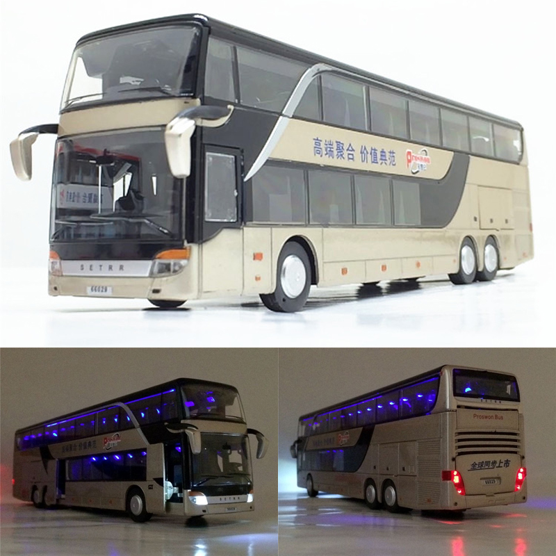 Kids Toys Quality - 1:32 คุณภาพสูง Double Deck Bus เสียงโลหะ